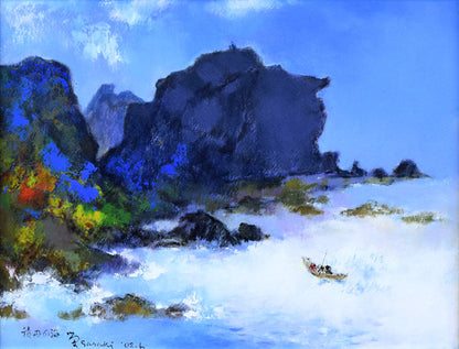 佐々木栄松「積丹の海（北海道）」油絵・F6号　作品全体画像