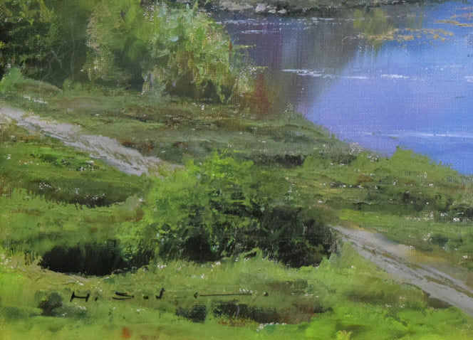 佐田光「大沼と駒ヶ岳（函館）」油絵・F10号　拡大画像4