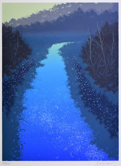千住博「水」リトグラフ　作品全体画像