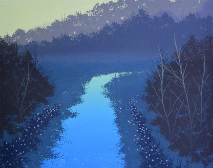 千住博「水」リトグラフ　拡大画像1