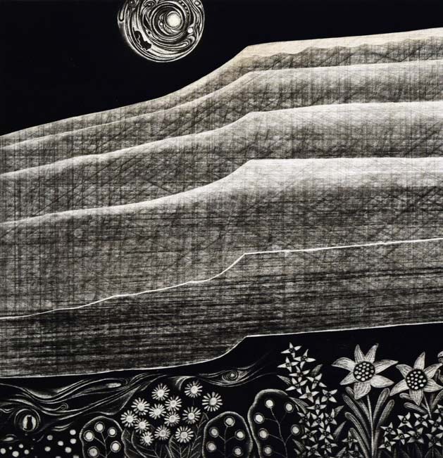 渋谷正己「アフリカ紀行－月と花とキリマンジャロ」銅版画　拡大画像2