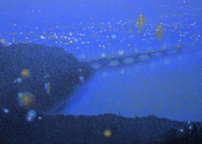 清水規「黎明富士」リトグラフに手彩色　拡大画像4