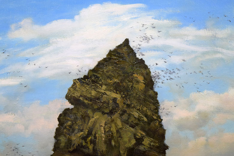 清水弘哉「塩谷のイワツバメ岩（小樽）」油絵・F10号　拡大部分2