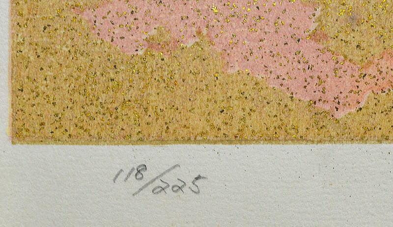 下田　義寛「山峡」木版画・芸艸堂制作・1992年作　限定番号　ed,118/225
