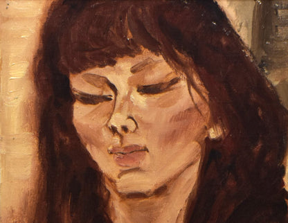 園田郁夫「女性像」油絵・F4号　拡大画像1