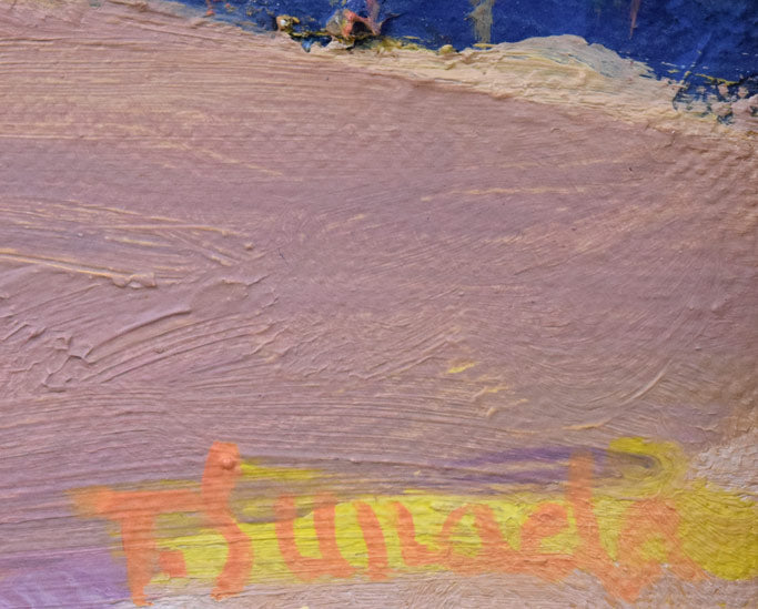 砂田友治「アッシジ・サンフランチスコ寺院（イタリア）」油絵・F4号　サイン拡大画像