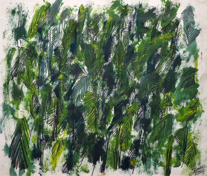 砂澤ビッキ「原生林」水彩画・1963年作　拡大部分