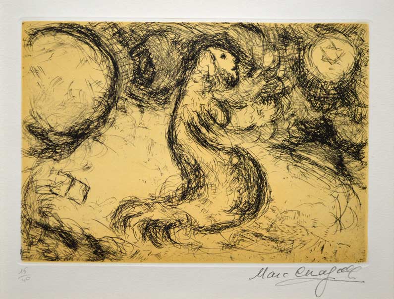 マルク・シャガール(Marc　Chagall)「ダビデの詩篇」よりPL.31　エッチング・アクアチント（銅版画）　作品全体画像