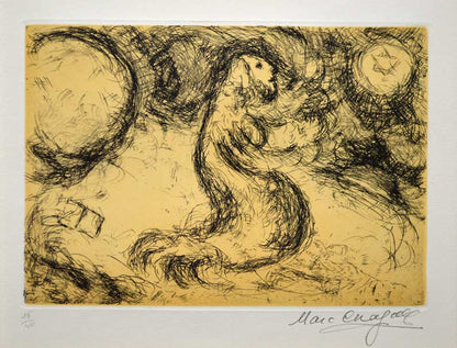 マルク・シャガール(Marc　Chagall)「ダビデの詩篇」よりPL.31　エッチング・アクアチント（銅版画）　作品全体画像