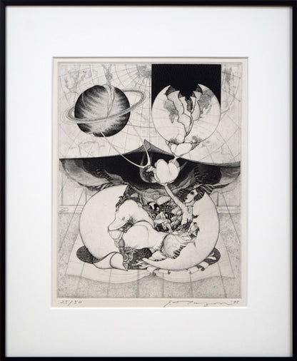 多賀新「地球と人間」銅版画