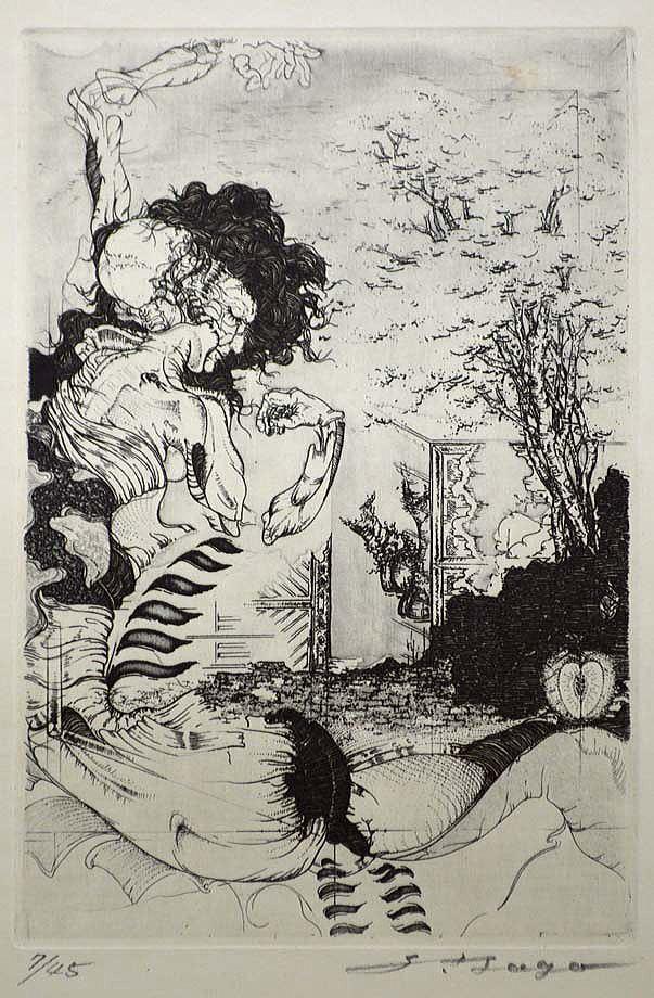 多賀新「PCS-No,11号挿画作品」エッチング（銅版画）　作品全体拡大画像