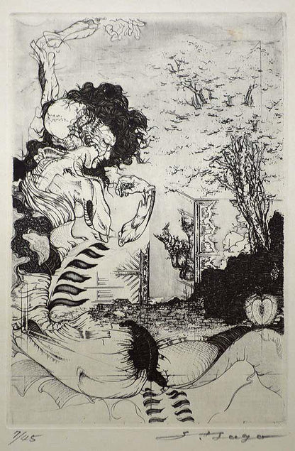 多賀新「PCS-No,11号挿画作品」エッチング（銅版画）　作品全体拡大画像