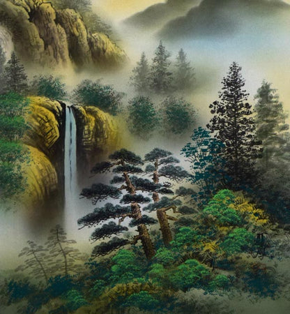 高井一鳳「火地晋五行図」工芸手彩掛軸　拡大画像3（山水）