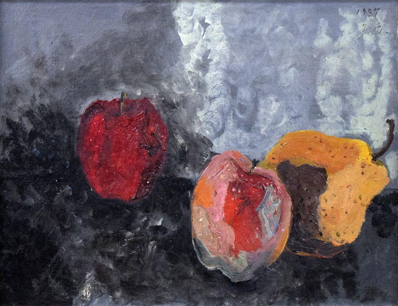 高間惣七「静物画（果物）」油絵・F6号　全体拡大画像