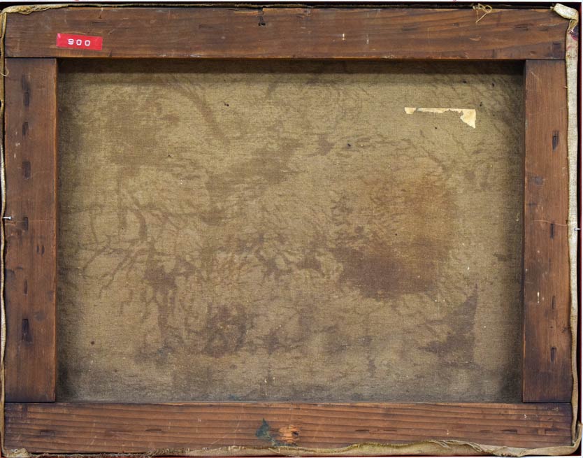 高間惣七「静物画（果物）」油絵・F6号　キャンバス裏側部分