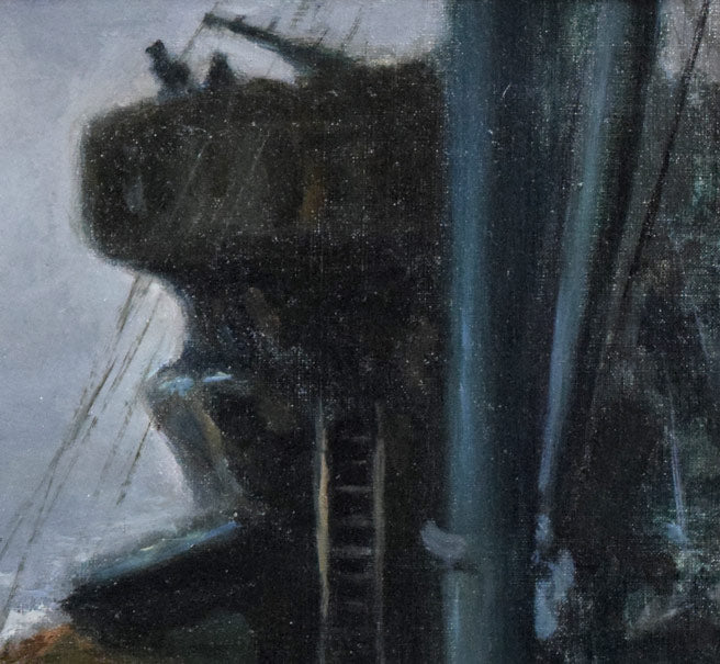 田辺三重松「北洋の輸送船（エスキース作品）」油絵・F10号　拡大画像2