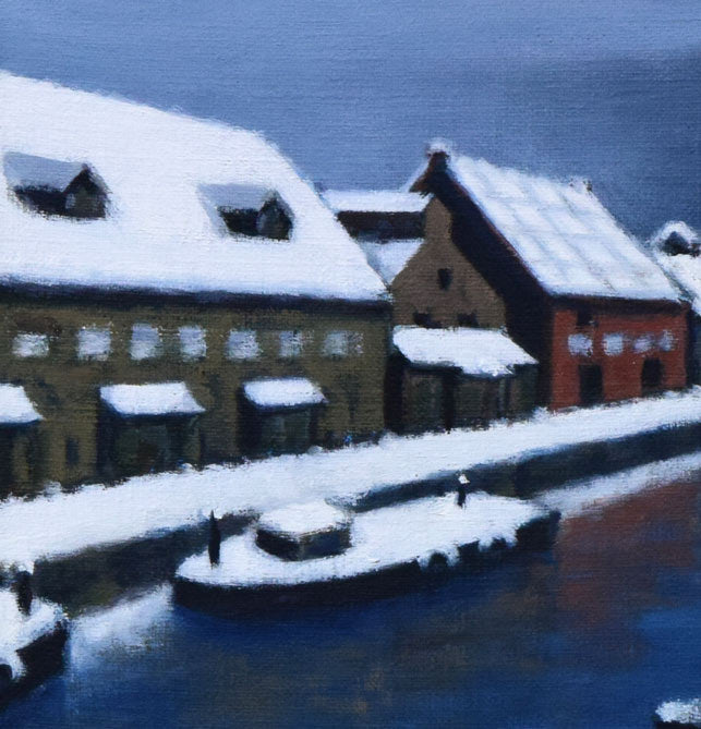 田中稔「運河風景（小樽）」油絵・F6号　拡大画像1