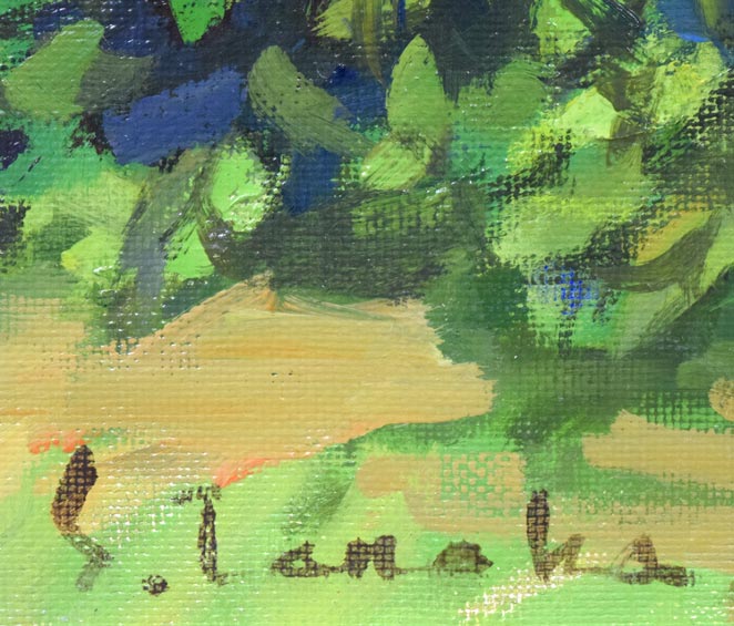 田中進「積丹風景」油絵・F8号　サイン拡大画像