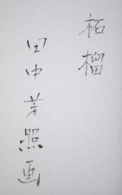 田中芳照「柘榴」油絵・F10号　裏書き拡大