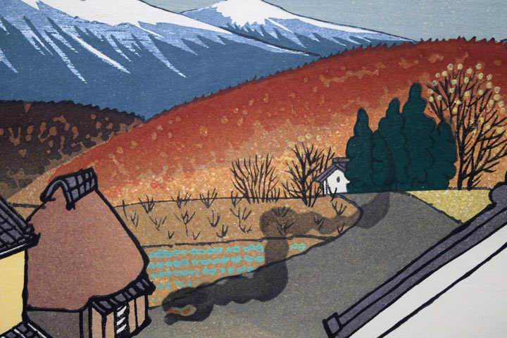 谷内六郎「なわとび」木版画　拡大画像2