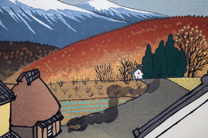 谷内六郎「なわとび」木版画　拡大画像2