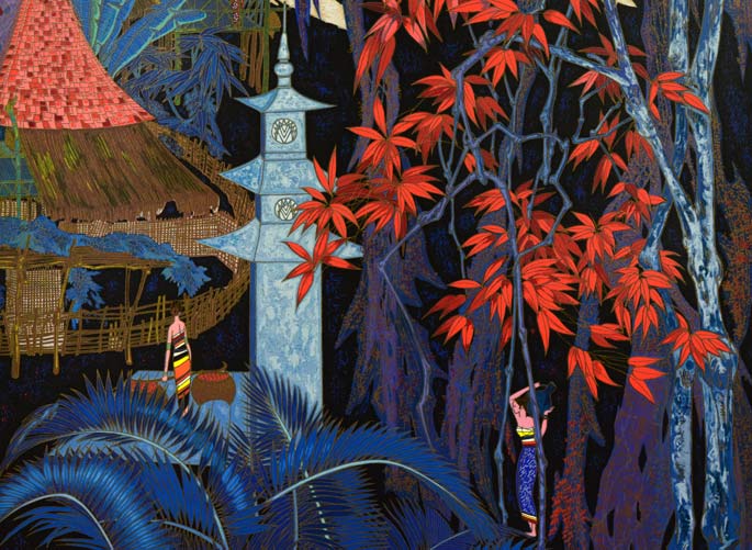 丁紹光（ティンシャオカン）「聖なる村」シルクスクリーン版画　拡大画像2