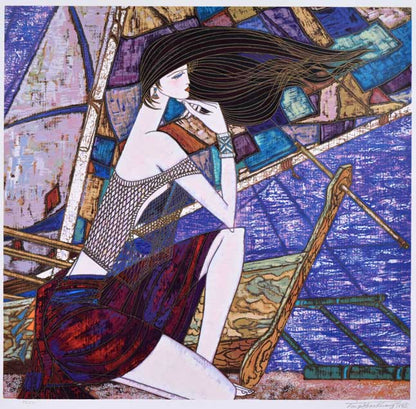 丁紹光「遥かな夢」シルクスクリーン版画　作品全体拡大画像
