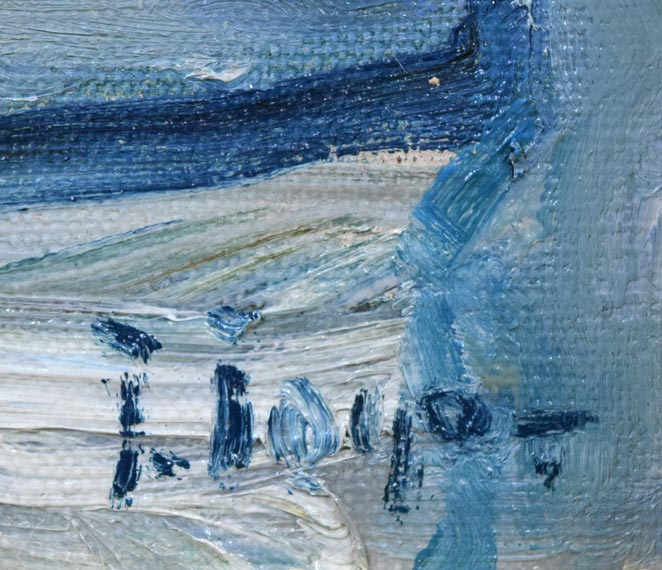 豊島輝彦「小樽港」油絵・F3号　サイン拡大画像
