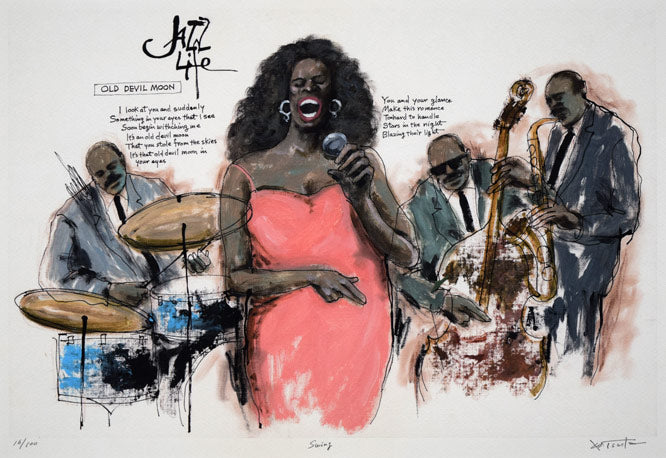 津田耕「Swing」ジグレー版画　作品全体拡大画像