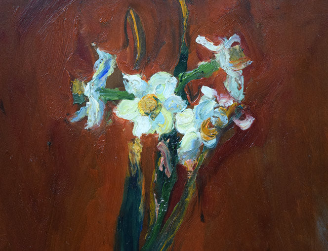 上野山清貢「花」油絵・F4号　拡大画像1