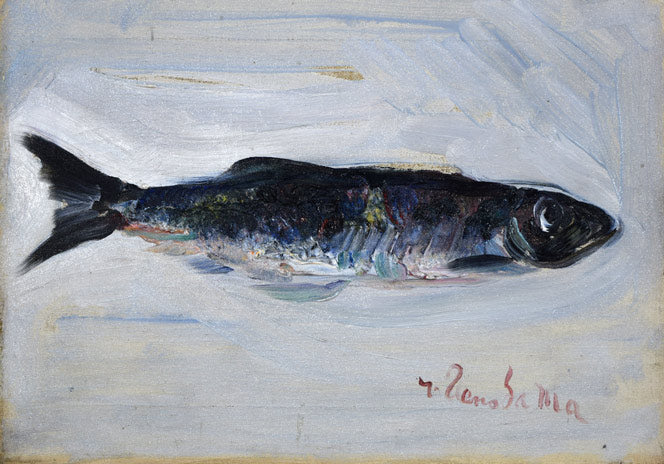 上野山清貢「魚」油絵・F4号　作品全体画像