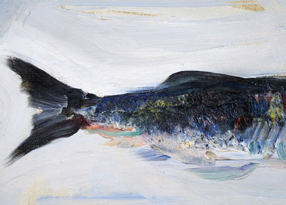 上野山清貢「魚」油絵・F4号　拡大画像1