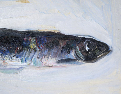 上野山清貢「魚」油絵・F4号　拡大画像2