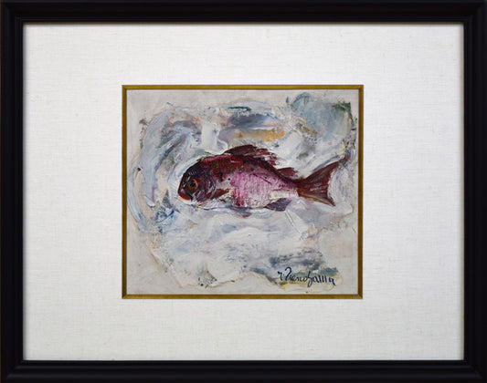 上野山清貢「鯛」油絵・色紙