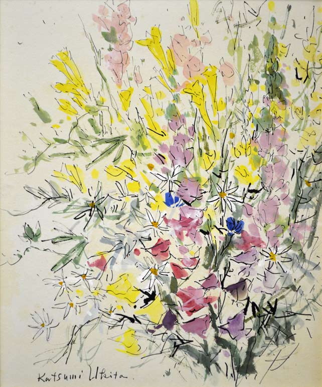 浮田克躬「春の花束」水彩画　拡大部分