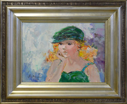 碓井正人「帽子の女」油絵・F4号