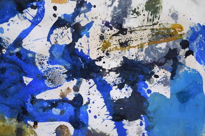 八木保次「作品（両面作品）」水彩画（グワッシュ）・15号　拡大画像1