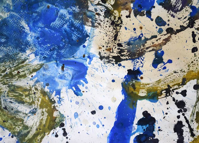 八木保次「作品（両面作品）」水彩画（グワッシュ）・15号　拡大画像2