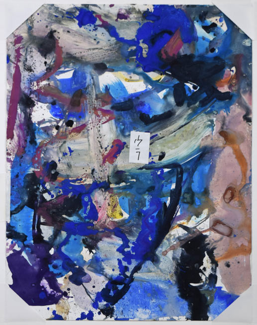 八木保次「作品（両面作品）」水彩画（グワッシュ）・15号　作品裏側画像（両面作品）