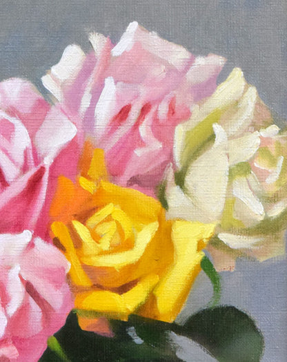 山岸正巳「卓上薔薇」油絵・F6号　拡大画像3