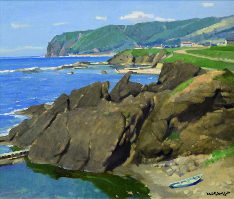 山岸正巳「古宇泊海岸」油絵・F10号　作品全体拡大画像