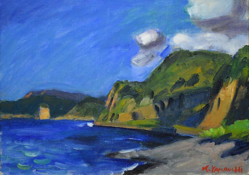 山内一彦「風景」油絵・P8号　拡大部分