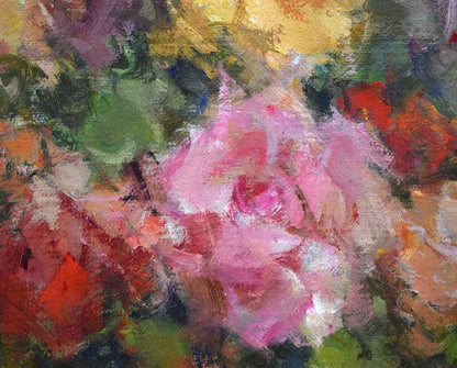 山崎翠祥「薔薇（金縁）」油絵・F4号　拡大画像2