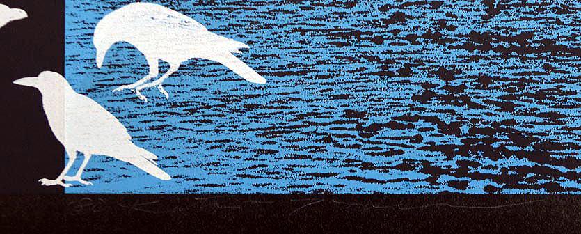 矢崎　勝美「シリーズ『海』」シルクスクリーン版画・1980年作　年記・サイン部分（katumi　yazaki）