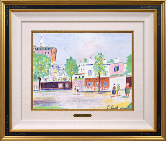 モーリス　ユトリロ（Maurice　Utrillo）「煙突のある街角（ユトリロⅤ）」リトグラフ